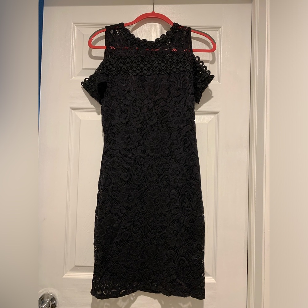 Dress, Ambiance, L, Black & Floral